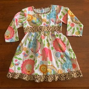 Ann Loren Animal Flower Floral Zoo Girls Size 2/3 Colorful Dress